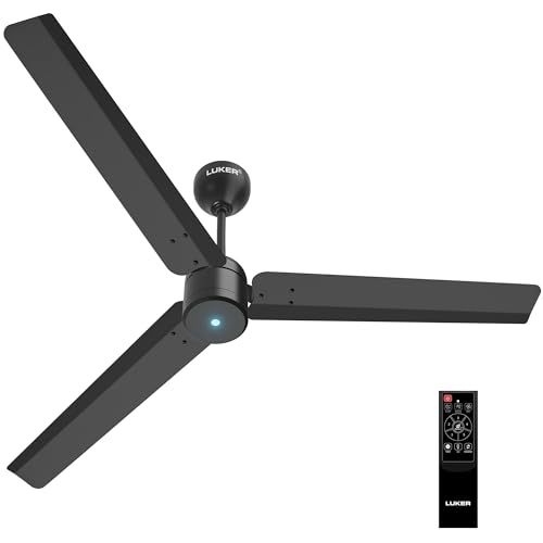 LUKER JVLuker USA Aero Zen 1200mm BLDC Ceiling Fan with IR Remote BEE 5 Star 65% Energy Saving High Air Delivery Low Noise LED Indicator Reverse Mode for Living & Bedroom Black Matt 3 Yrs Warranty - Image 1