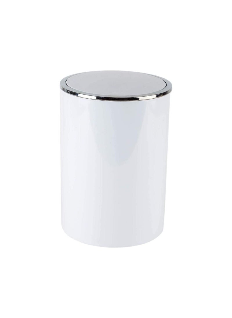 Primanova Acrylic basket trash can with swing lid, waste bin, trash can with swing top lid , 6 Liter white 
