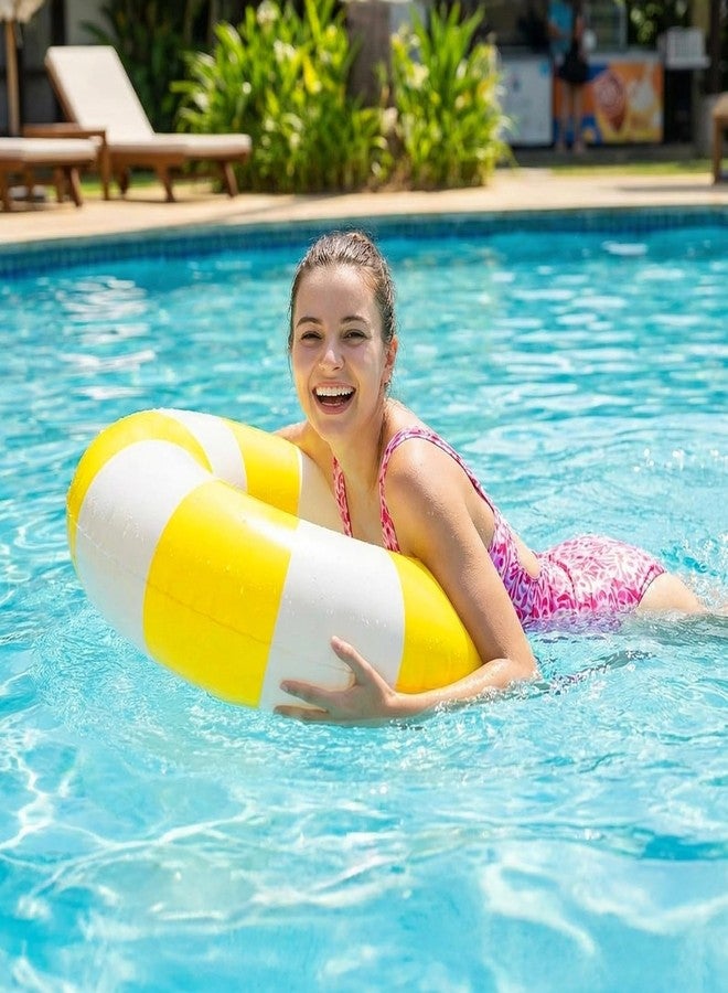 LaRandom 30 Pcs Inflatable Pool Float, 6 Colors Retro Striped Swim Rings Swimming Pool Tubes with 24 Pcs 9.8" Beach Balls for Adults Summer Beach Bachelorette Party - Image 5