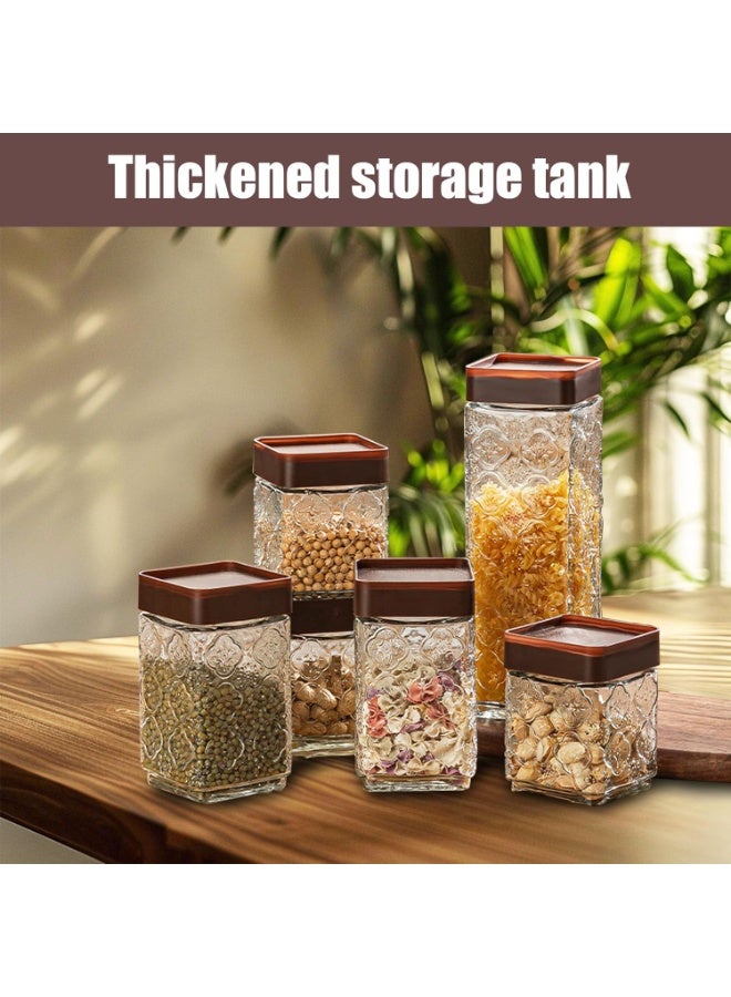 KITCHENOO Set of 3 Premium Glass Jars with Airtight Lids, Stackable Design, Clear Food Storage Container, Kitchen Pantry Storage Jar for Dry Foods and Pantry Organization  - Image 2