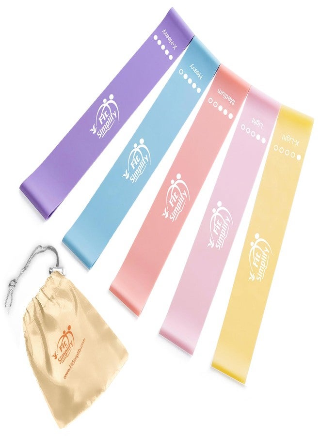Fit Simplify Resistance Loop Exercise Bands with Instruction Guide and Carry Bag, Set of 5 - Image 1