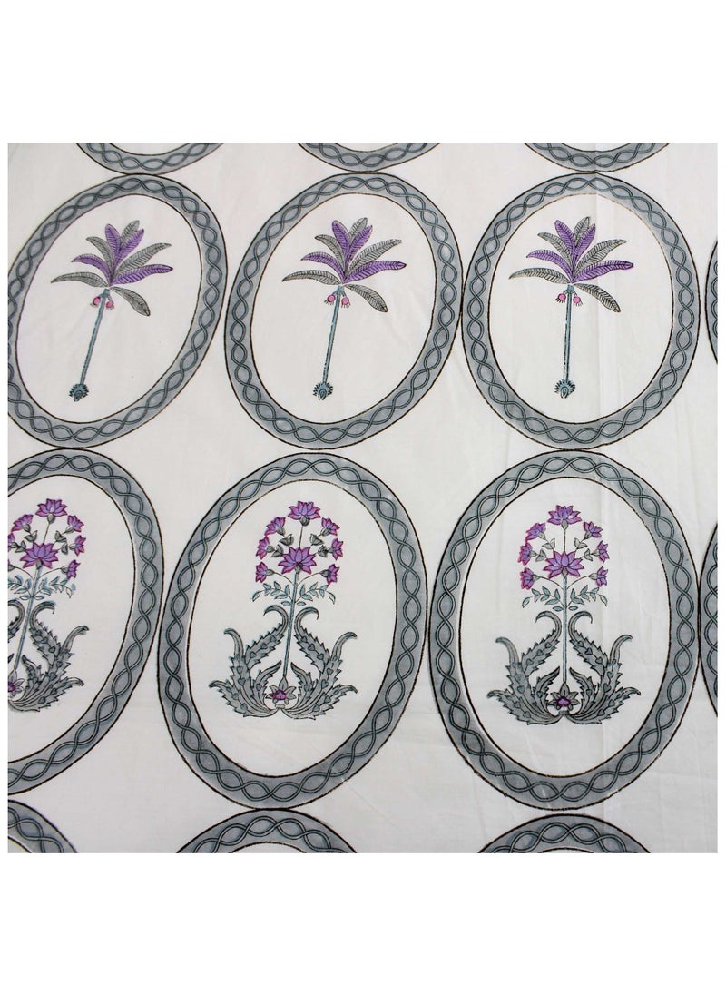 MARHABA CURTAIN 100% Cotton Jaipuri Handblock Print Double Bed Sheet with 2 Pillow Covers Premium Quality, Soft, Breathable (CREAMLILLY 19 (2)  - Image 5