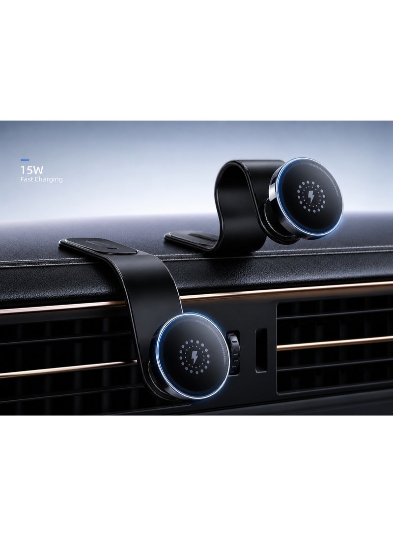 TONEOF 15W Magnetic Wireless Car Phone Holder, Bendable Vacuum Suction MagSafe Compatible Car Mount, 360 Adjustable Flexible Dashboard Phone Stand for iPhone and Android - Image 1
