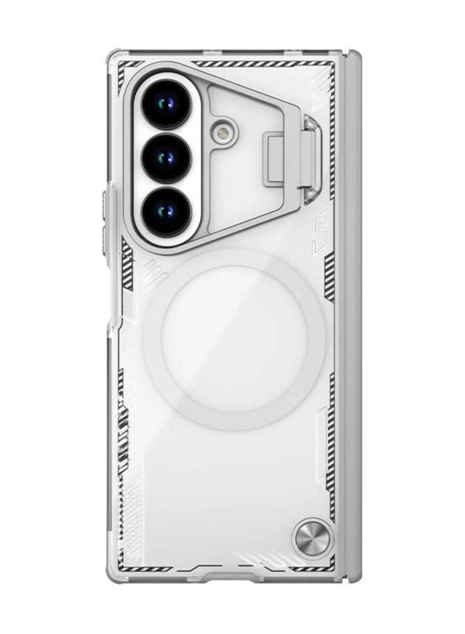 general Compatible Samsung Galaxy Z Fold 7 Clear Magnetic Case, Camera Lens Protection Folding Bracket Holder, TPU Impact Resistant PC Rear Corner Shockproof Case