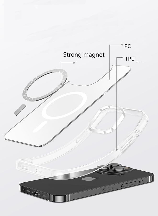 iPhone 14 Pro Case 6.1 Inch Slim Thin Magnetic Case, Yellowing-Resistant, Anti-Drop Shock Absorption, Anti-Scratch and Hard Back Crystal Case Cell Phone Cover for iPhone 14 Pro, Clear