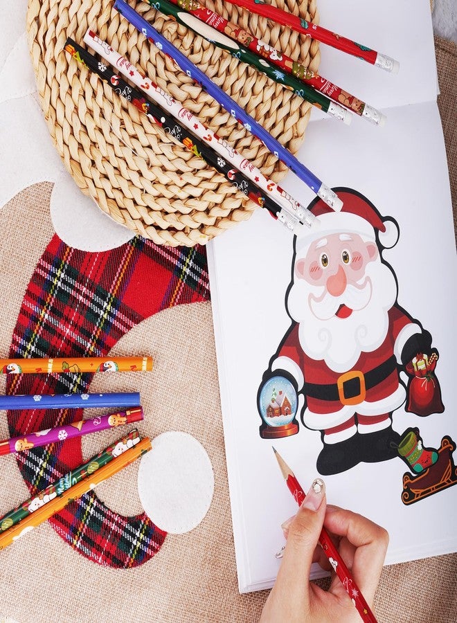 Nydotd 24Pcs Christmas Pencils, Xmas Wood Pencils Bulk with Erasers for Winter Christmas Exchange Gifts Goodie Bags Fillers Rewards Santa and Elk Pattern (24) - Image 4