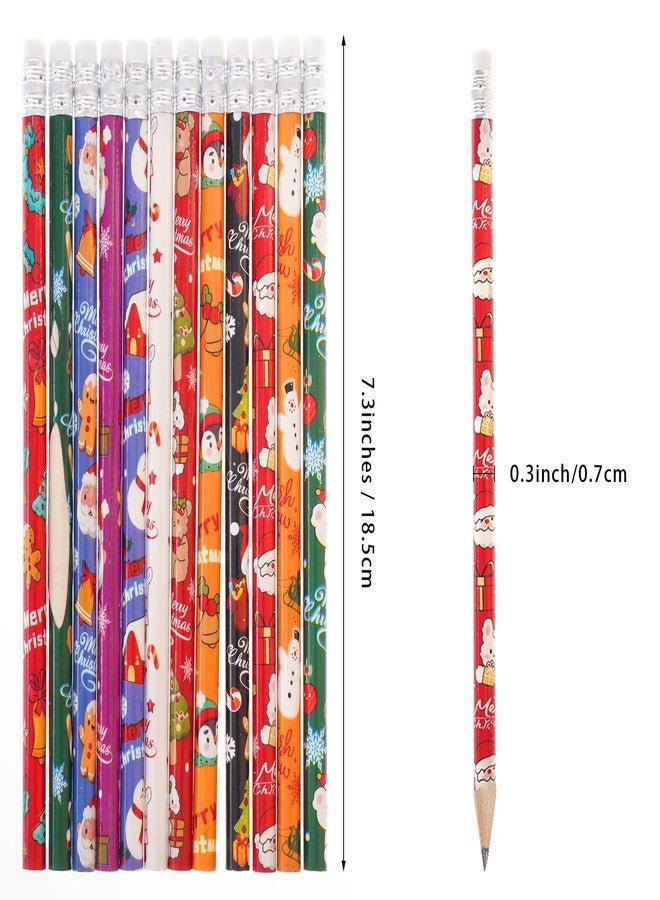Nydotd 24Pcs Christmas Pencils, Xmas Wood Pencils Bulk with Erasers for Winter Christmas Exchange Gifts Goodie Bags Fillers Rewards Santa and Elk Pattern (24) - Image 2