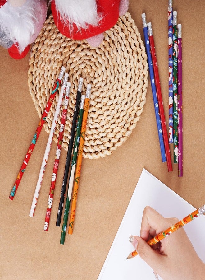 Nydotd 24Pcs Christmas Pencils, Xmas Wood Pencils Bulk with Erasers for Winter Christmas Exchange Gifts Goodie Bags Fillers Rewards Santa and Elk Pattern (24) - Image 5