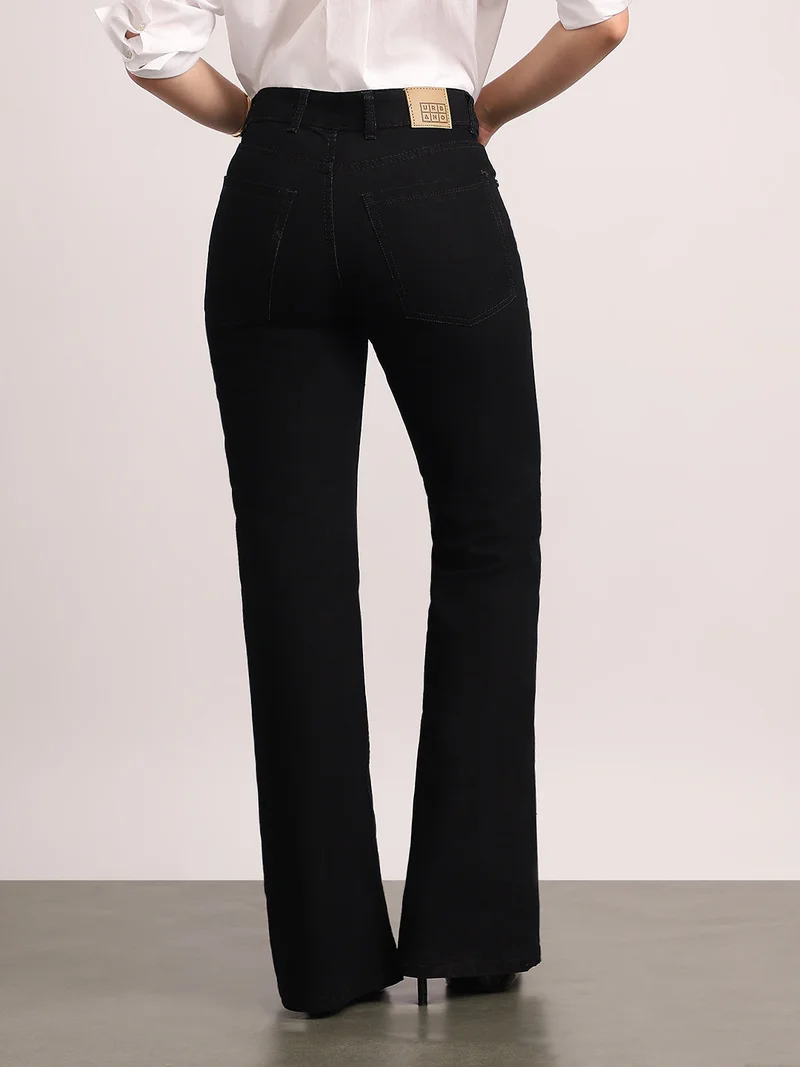 Urbano Fashion  Urbano Fashion Women's Black Mid Rise Bootcut Washed Jeans Stretchable  | Best Price UAE