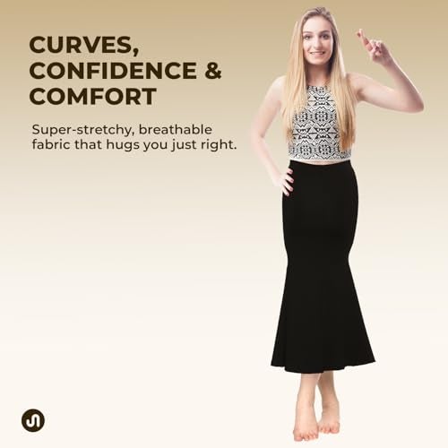 Bodyband Poly Spandex Saree Shapewear Petticoat Smooth Curve Peticote Innerwear Saree In Party Saree Shaper For Women,Ladies-(Black-Small) - Image 3