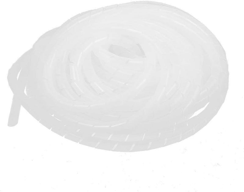 8mm Dia 10.5M Length Cable Wire Tidy Wrap Spiral Wrapping Band Organizer White