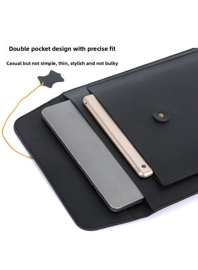 Non-magnetic Superfiber/PU Double Bag Macbook Air Laptop For Apple 1 Fruit Pro1416 Inch Liner Bag-Color:Black Pu-Applicable Model:13 Inch Double Bag Non-magnetic Liner Bag  - Image 3