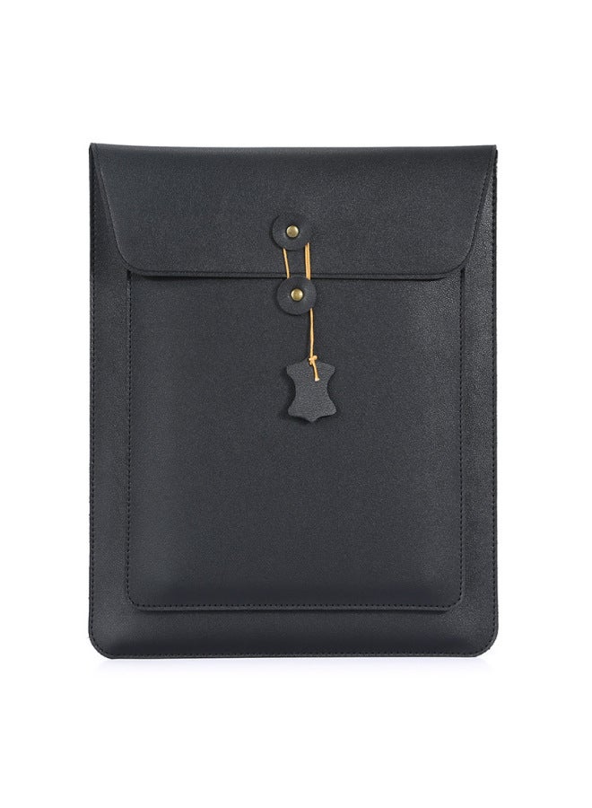 Non-magnetic Superfiber/PU Double Bag Macbook Air Laptop For Apple 1 Fruit Pro1416 Inch Liner Bag-Color:Black Pu-Applicable Model:13 Inch Double Bag Non-magnetic Liner Bag  - Image 1
