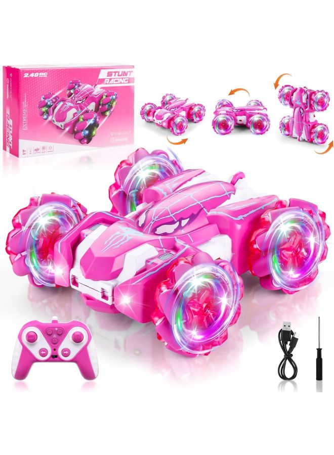 2.4G Batman Remote Control Dump Truck Venom 360 Degree Stunt Rollover Children's Toy F1 Off-road Vehicle-Color:2.4g Spider-man Double-sided Remote Control Car Pink  - Image 1