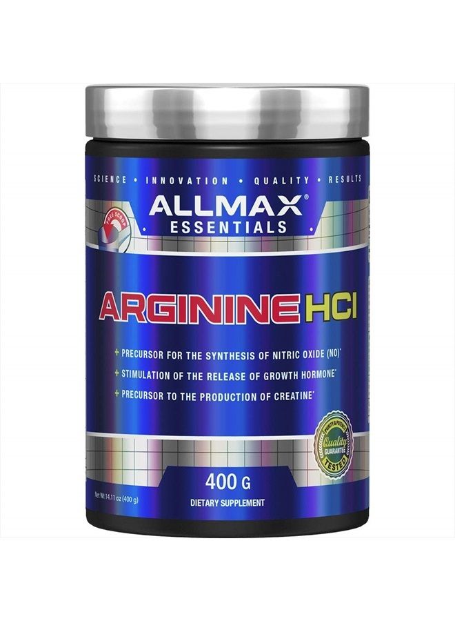 AllMax Nutrition أرجينين، مسحوق L-أرجينين للرجال والنساء، يوفر دعم القلب والأوعية الدموية ونمو العضلات، يساعد في تحسين تخليق أكسيد النيتريك وتدفق الدم، 400 جرام - Image 1