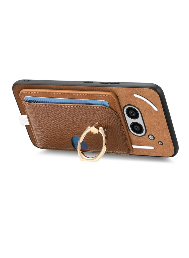 اس-توب جراب لهاتف CMF Phone 1 بتصميم كلاسيكي متقاطع من الجلد مع حلقة جانبية وحقيبة بطاقات مزودة بغطاء MagSafe - Image 3