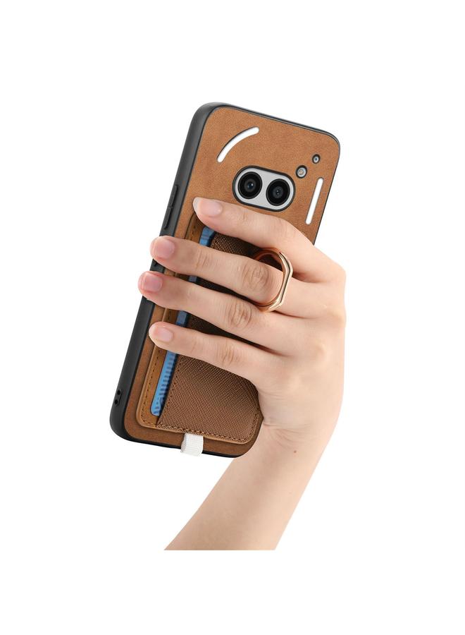 اس-توب جراب لهاتف CMF Phone 1 بتصميم كلاسيكي متقاطع من الجلد مع حلقة جانبية وحقيبة بطاقات مزودة بغطاء MagSafe - Image 5