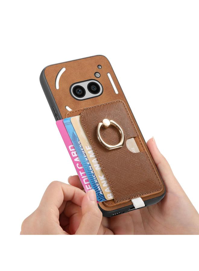 اس-توب جراب لهاتف CMF Phone 1 بتصميم كلاسيكي متقاطع من الجلد مع حلقة جانبية وحقيبة بطاقات مزودة بغطاء MagSafe - Image 4