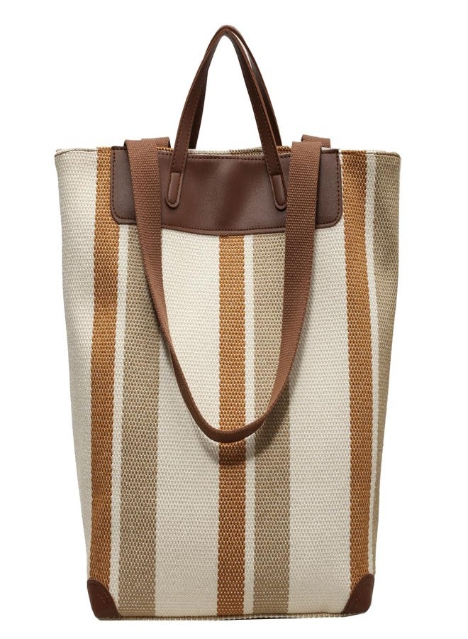 HFLZBRO Women's Work Bag Large - Canvas Shoulder Bag for Office & Daily Use, Large Capacity Shoulder Bag, brown/beige, L - Image 1