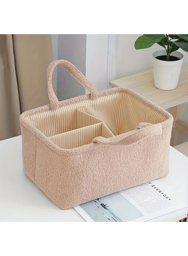 سلة تخزين حفاضات محمولة بلون القهوة بأقسام متعددة الأغراض - Image 1