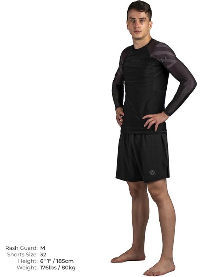 Sanabul  Essential Long Sleeve Compression Shirt – Men’s MMA, BJJ Athletic Rashguard, X-Large, All Black - Image 2