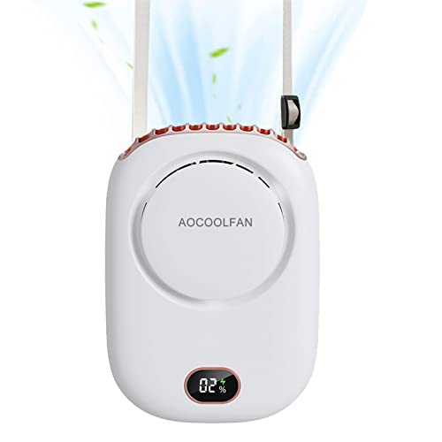 AOCOOLFAN Portable Neck Fan Mini Small Personal Handheld Fan USB Rechargeable 3 Speed for Girls Boys Woman Eyelash Travel Home Office Outdoor White