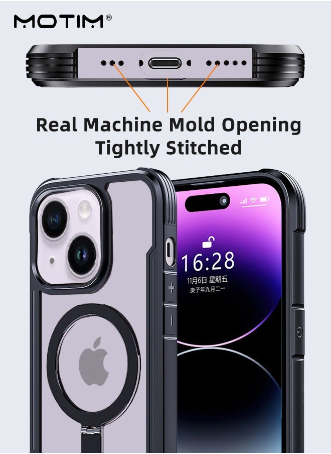 Motim - iPhone 15 Plus Magsafe Case, N52 Magnetic Back Cover with Kickstand Clear Matte Back Magnetic Drop Protection Phone Case, Shockproof Anti-Scratch - Image 1