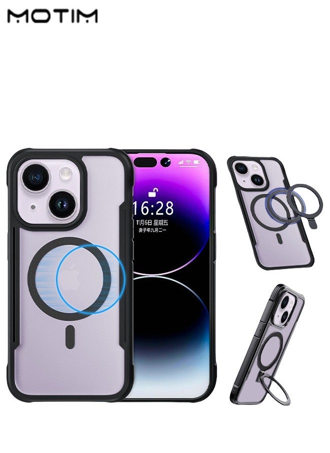 Motim - iPhone 15 Plus Magsafe Case, N52 Magnetic Back Cover with Kickstand Clear Matte Back Magnetic Drop Protection Phone Case, Shockproof Anti-Scratch - Image 1