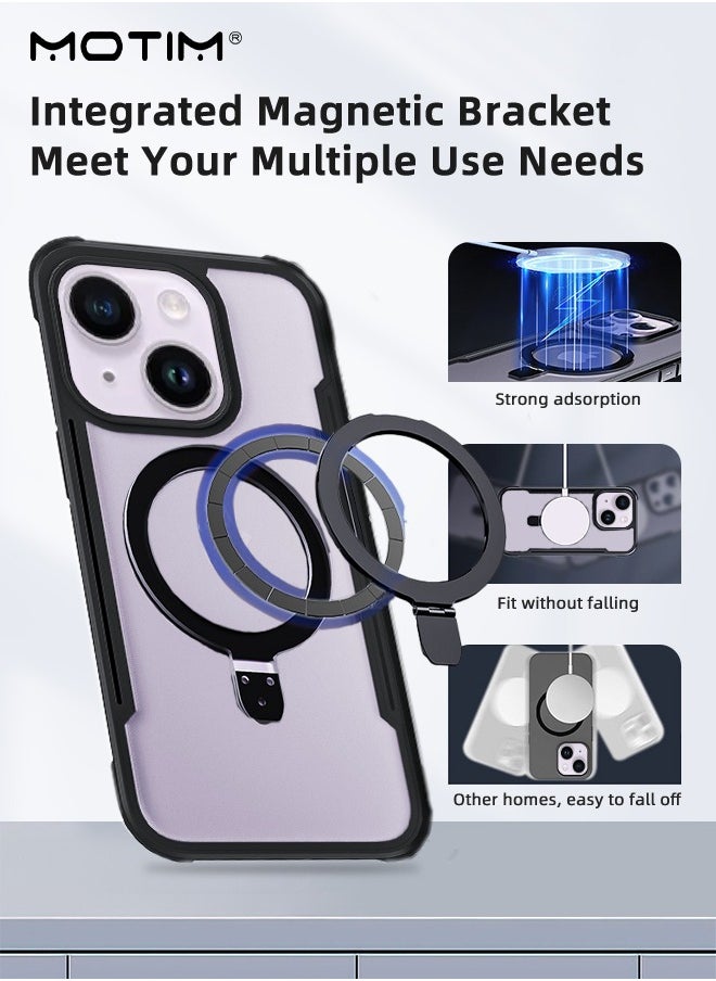 Motim - iPhone 15 Plus Magsafe Case, N52 Magnetic Back Cover with Kickstand Clear Matte Back Magnetic Drop Protection Phone Case, Shockproof Anti-Scratch - Image 1