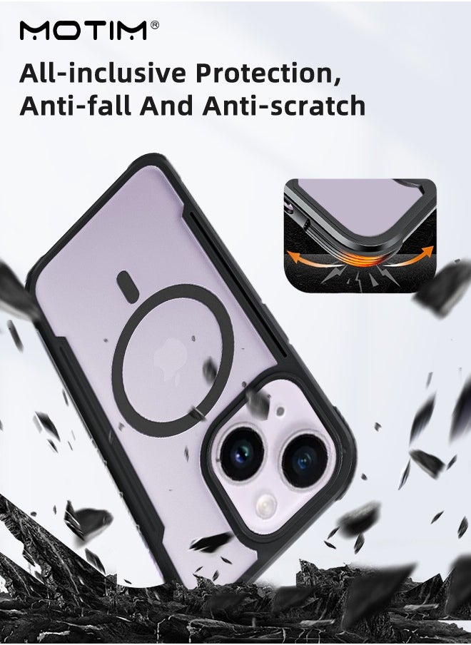 Motim - iPhone 15 Plus Magsafe Case, N52 Magnetic Back Cover with Kickstand Clear Matte Back Magnetic Drop Protection Phone Case, Shockproof Anti-Scratch - Image 1