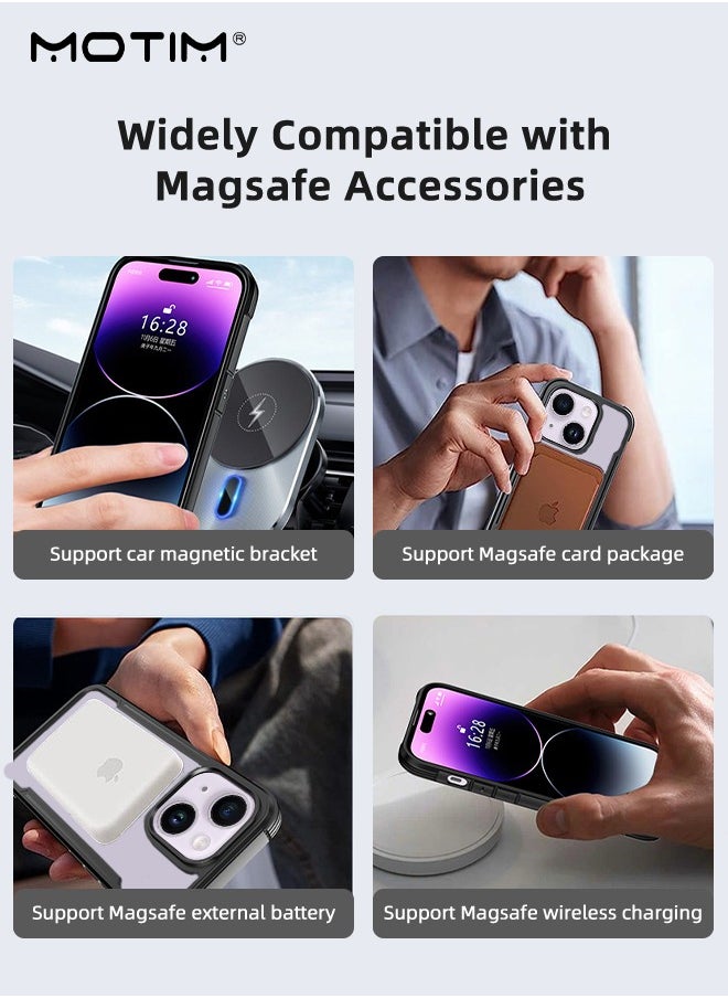 Motim - iPhone 15 Plus Magsafe Case, N52 Magnetic Back Cover with Kickstand Clear Matte Back Magnetic Drop Protection Phone Case, Shockproof Anti-Scratch - Image 1