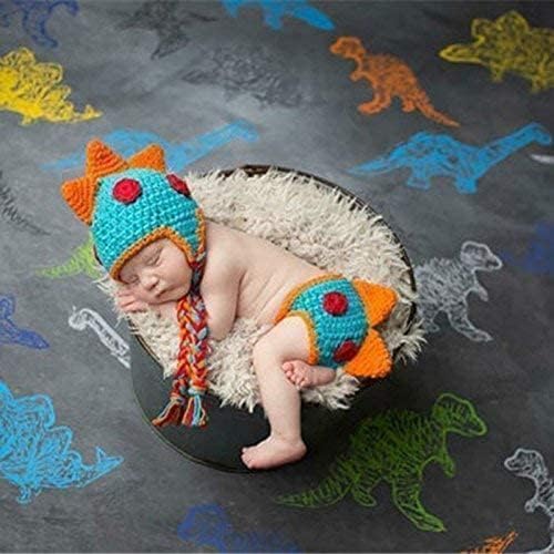 A-cool Crocheted Baby Boy Dinosaur Outfit Newborn Photography Props Handmade Knitted Photo Prop Infant Accessories (1-12 Months) - Image 2