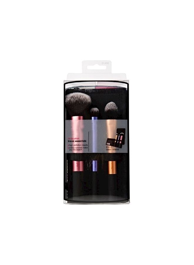 NIBEMINENT Travel Essentials Custom Cut Bristle Make Up Brushes Pink/Orange/Blue  - Image 2