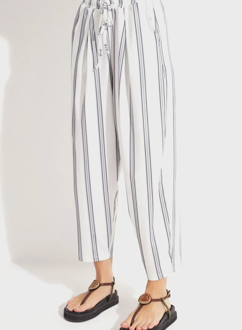 جون Striped Button Detail Shirt & Pant Set