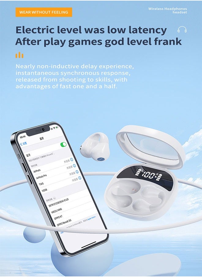 Letv - Wireless Bluetooth 5.3 Headset with LED Digital Display, Dual Microphone, Eliminates Call Noise, White - Image 1