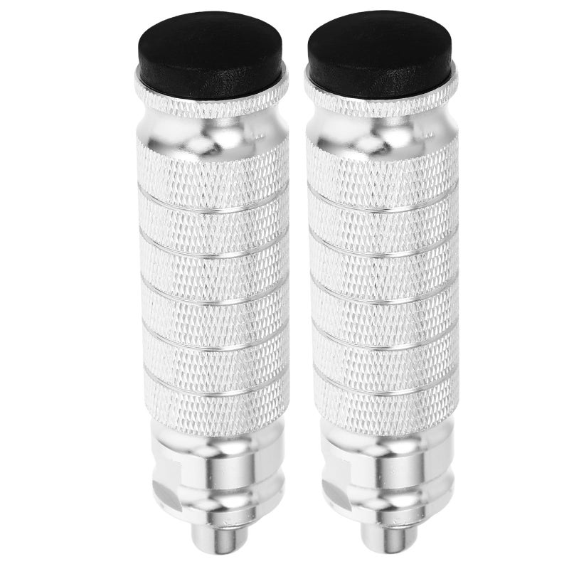 CNC Aluminum Rear Footrest Pedals Silver Pair for Racing Motorcycle Upgrade - Image 2