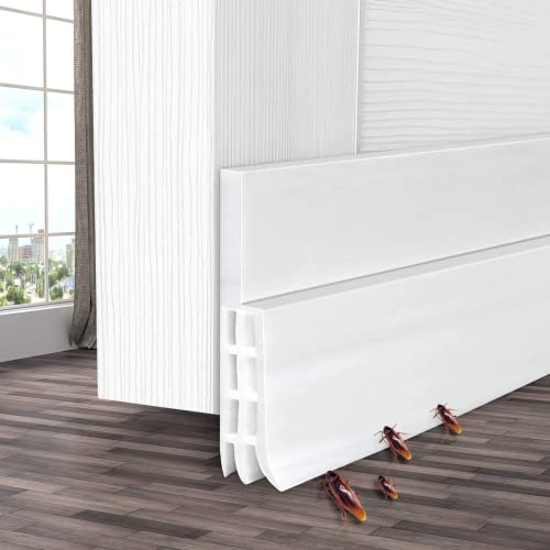 Nasmodo 39 Inch Door Bottom Sealing Strip Guard Self Adhesive Door Gap Filler Rubber Silicon Seals for Bottom Stopper Insect Sealer Weather Strip Protector from Insect, Bugs, Air & Dust (White) - Image 1