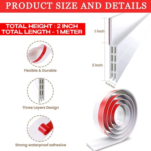 Nasmodo 39 Inch Door Bottom Sealing Strip Guard Self Adhesive Door Gap Filler Rubber Silicon Seals for Bottom Stopper Insect Sealer Weather Strip Protector from Insect, Bugs, Air & Dust (White) - Image 2