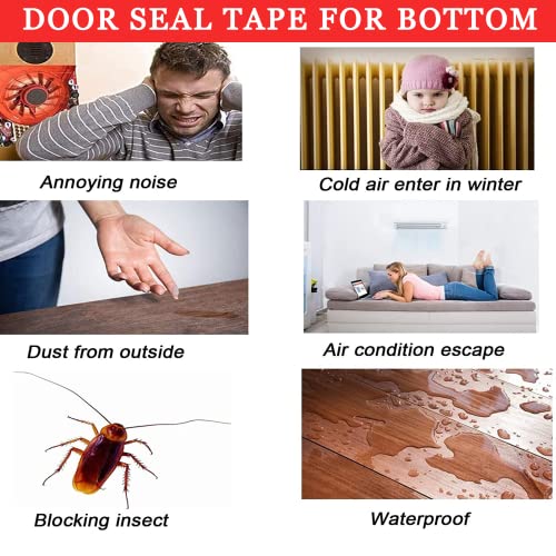 Nasmodo 39 Inch Door Bottom Sealing Strip Guard Self Adhesive Door Gap Filler Rubber Silicon Seals for Bottom Stopper Insect Sealer Weather Strip Protector from Insect, Bugs, Air & Dust (White) - Image 4