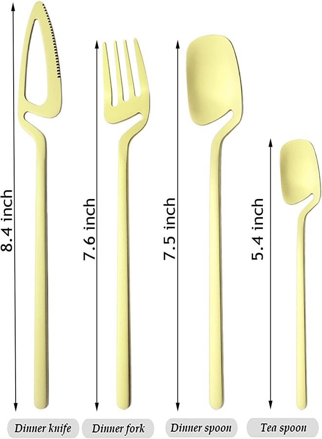 JUVIW 4-Piece 304 Stainless Steel Black Dinner Spoons Set with Unique Design, Creative for Kitchens Home and Restaurant, Matte Finished Dishwasher Safe - Dinner Spoons (Gold) - Image 5
