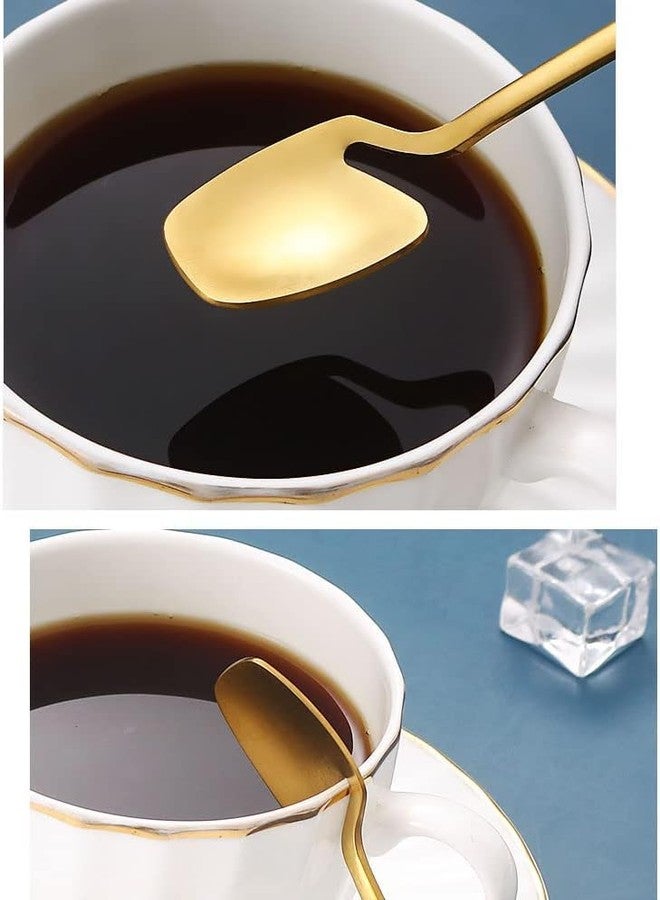JUVIW 4-Piece 304 Stainless Steel Black Dinner Spoons Set with Unique Design, Creative for Kitchens Home and Restaurant, Matte Finished Dishwasher Safe - Dinner Spoons (Gold) - Image 4