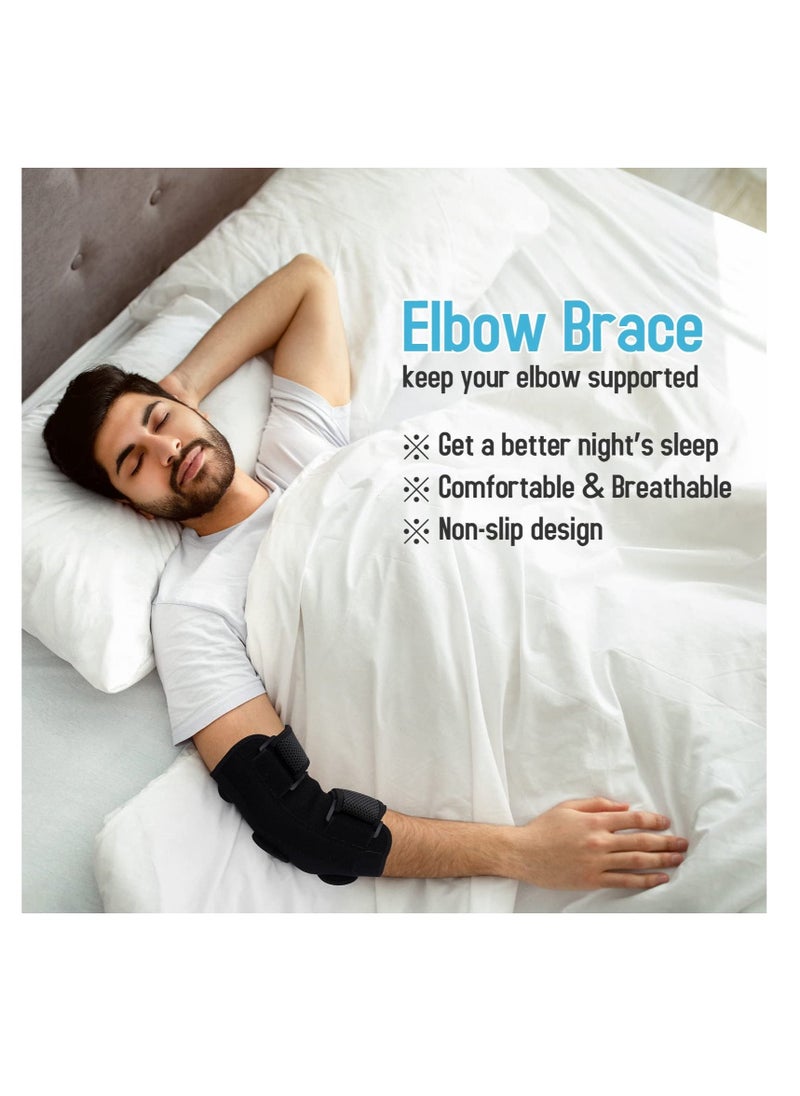 Generic - Elbow Brace, Comfortable Night Elbow Support, Adjustable Elbow Stabilizer, for Sleep Elbow Splint, with 2 Removable Metal Splints for Cubital Tunnel Syndrome, Tendonitis, Ulnar Nerve, Tennis - Image 1