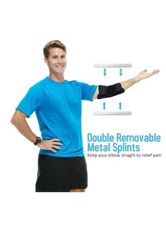 Generic Elbow Brace, Comfortable Night Elbow Support, Adjustable Elbow Stabilizer, for Sleep Elbow Splint, with 2 Removable Metal Splints for Cubital Tunnel Syndrome, Tendonitis, Ulnar Nerve, Tennis  - Image 3