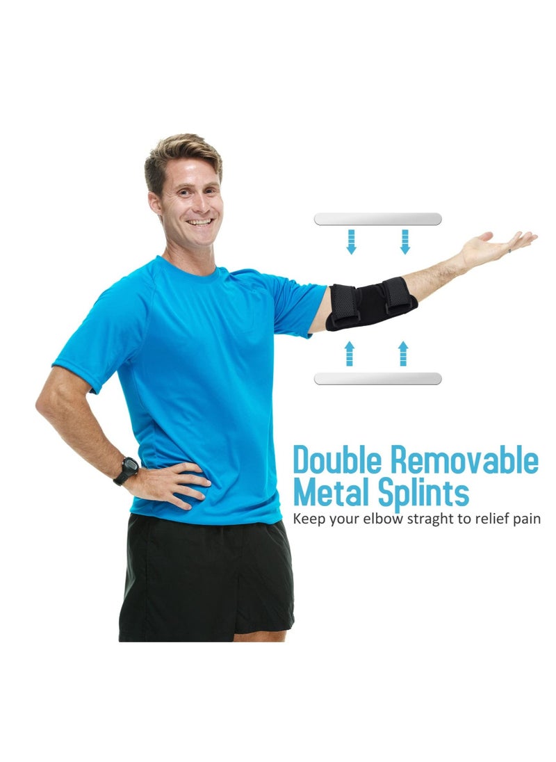 Generic - Elbow Brace, Comfortable Night Elbow Support, Adjustable Elbow Stabilizer, for Sleep Elbow Splint, with 2 Removable Metal Splints for Cubital Tunnel Syndrome, Tendonitis, Ulnar Nerve, Tennis - Image 1