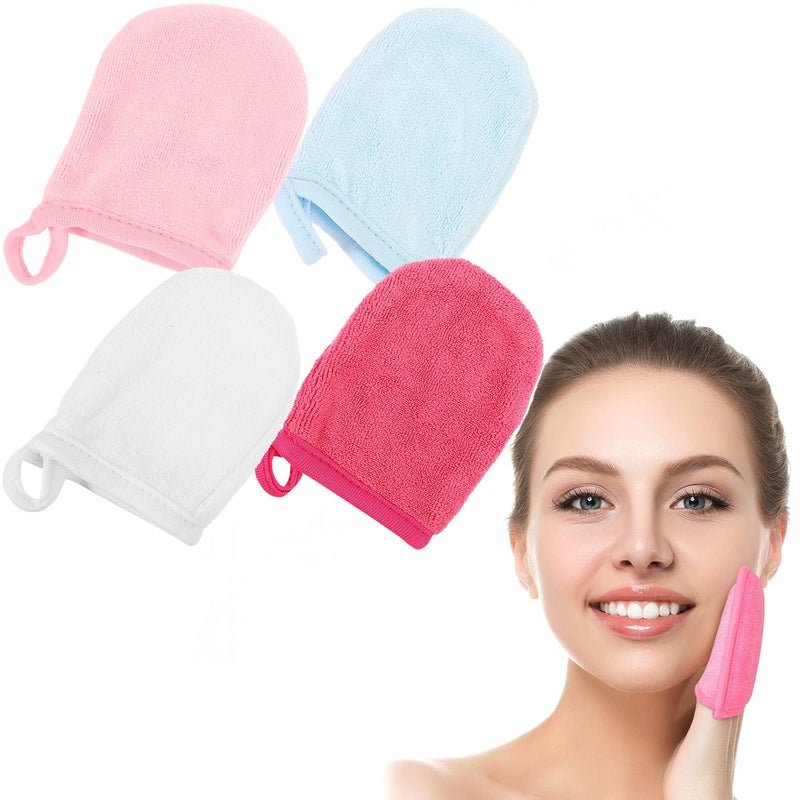 FOMIYES Body Scrub Mitt Makeup Remover Wipes 4pcs Face Wash Mitts Makeup Remover Face Cloths Facial Cleansing Glove Bath Towelassorted Color