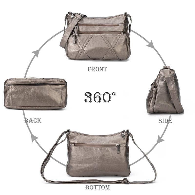 Gladdon Small Crossbody Bags for Women Leather Shoulder Purses Vegan Womens Cross body Bag Lightweight Bronze - Image 5