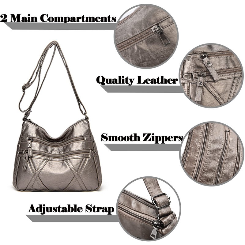 Gladdon Small Crossbody Bags for Women Leather Shoulder Purses Vegan Womens Cross body Bag Lightweight Bronze - Image 4
