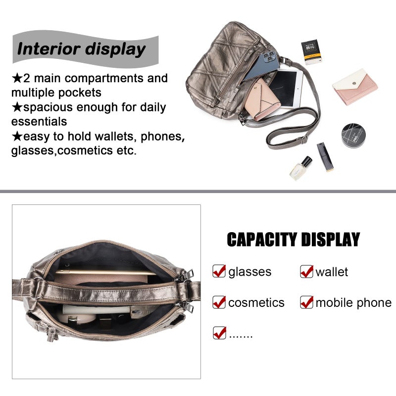 Gladdon Small Crossbody Bags for Women Leather Shoulder Purses Vegan Womens Cross body Bag Lightweight Bronze - Image 3