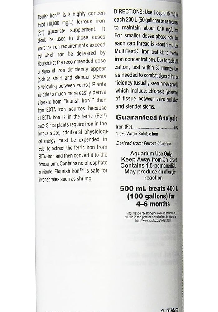 Seachem Flourish Highly Concentrated Iron Supplement for Planted Aquariums, 500 ml - Image 2