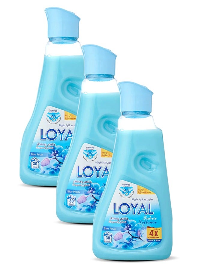 loyal Fabric Softener Freshener Concentrated Blue Petals 30 Washes 3x750ml  - Image 2